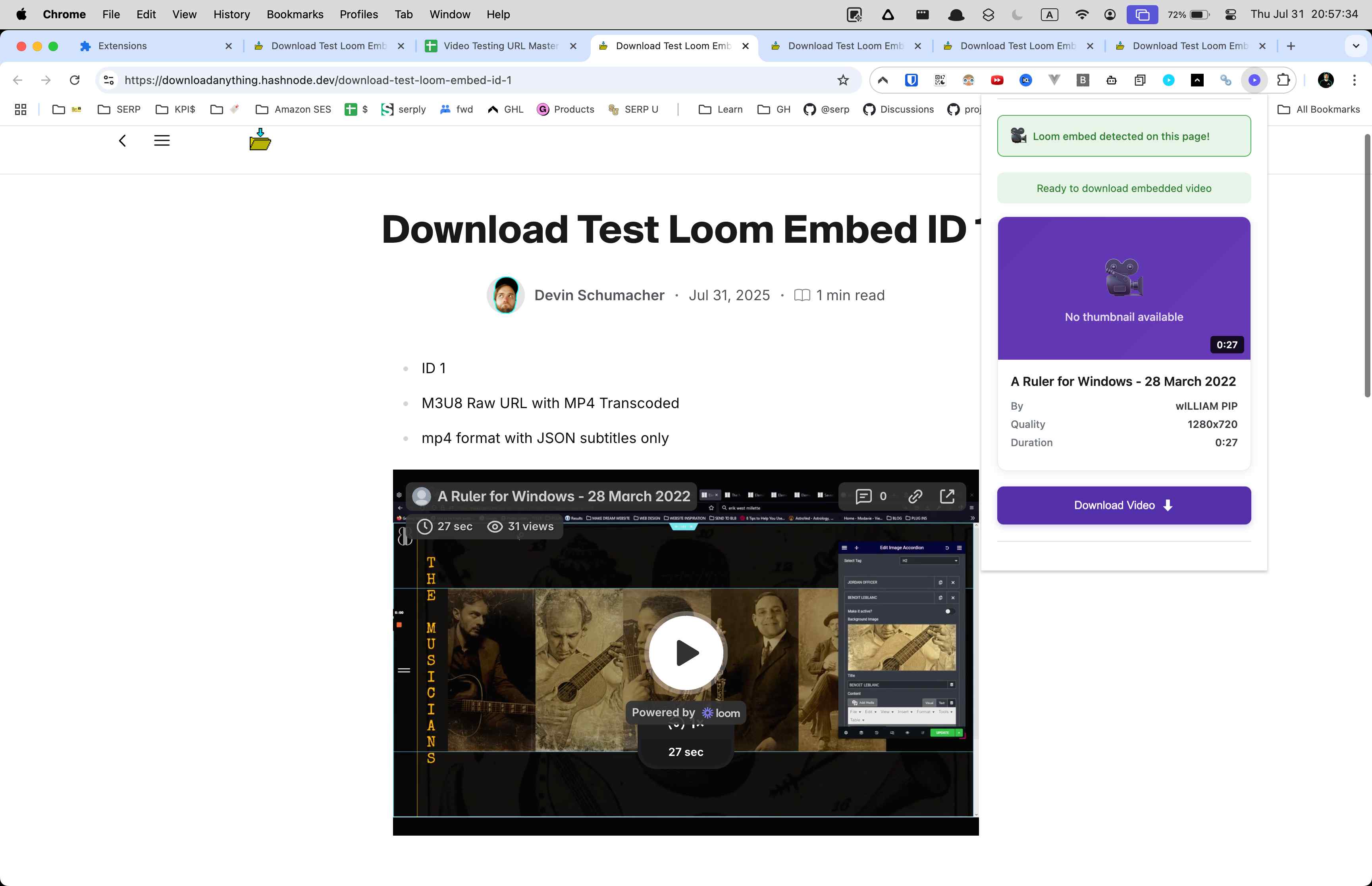 Loom downloader settings and progress state